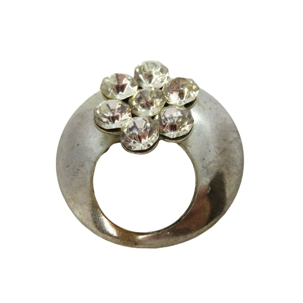 Sterling Silver Concaved Circle Diamond Flower Je… - image 4